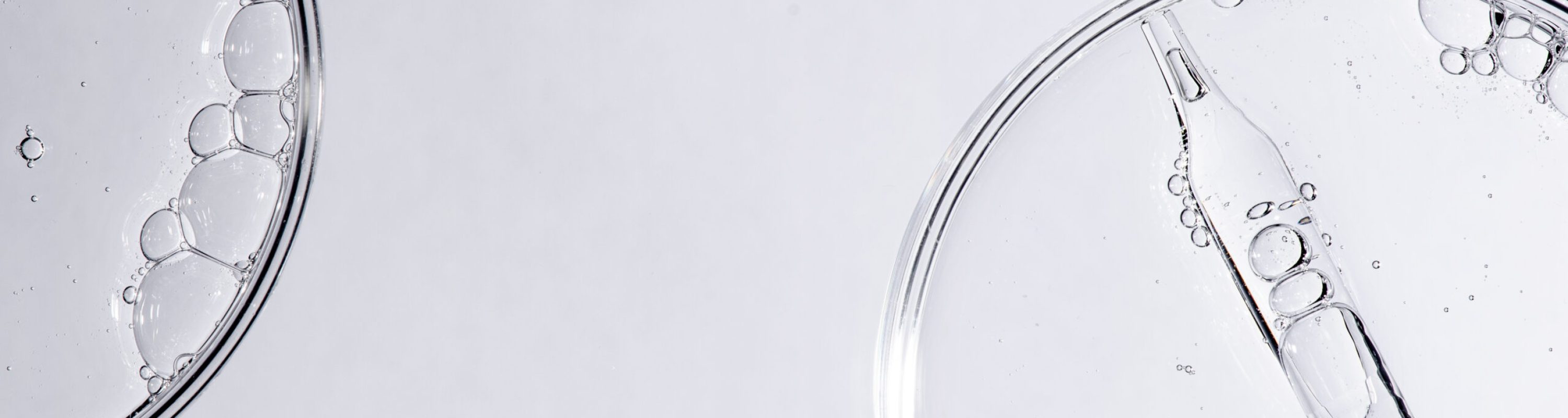Liquid cosmetic product for the skin in a Petri dish. Copy space.